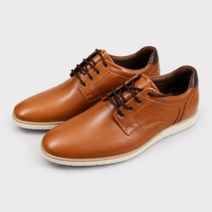 Zapatenis Suela Blanca Cuero Camel Embajador Calzados